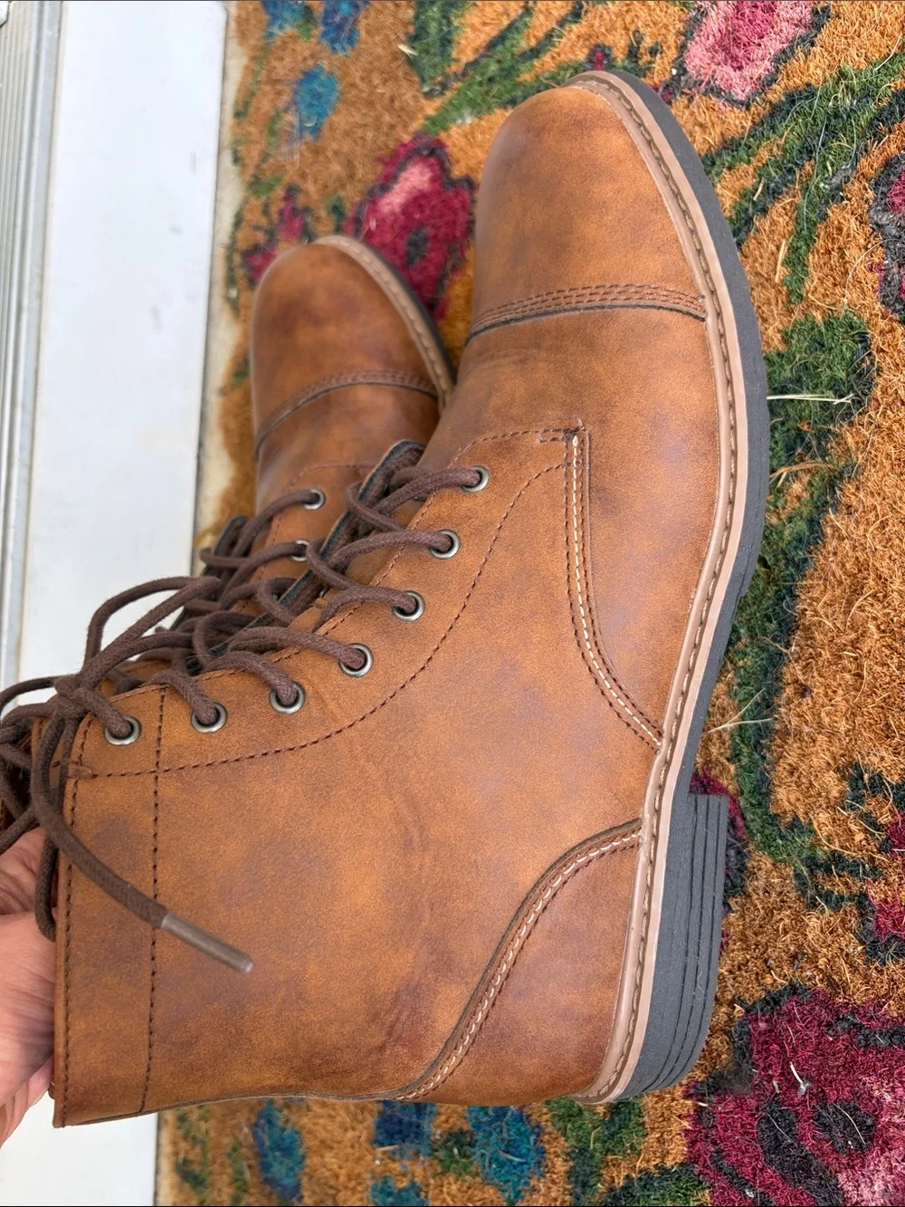 Sonoma Men's Brown faux leather Lace-Up Cap Toe Boots